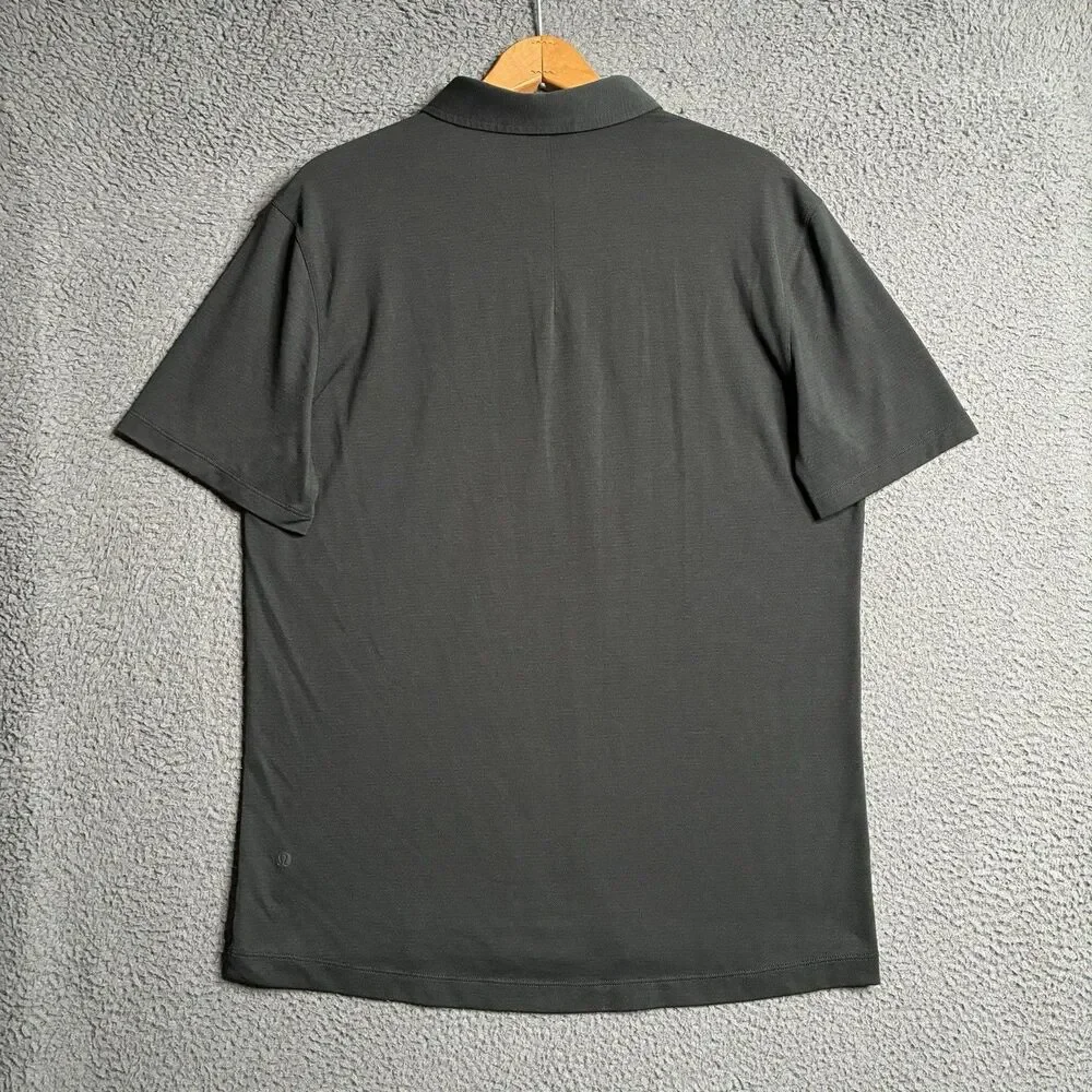 Lululemon Men’s Black Performance Evolution Polo Shirt Size L Stretch Golf - Picture 11 of 11